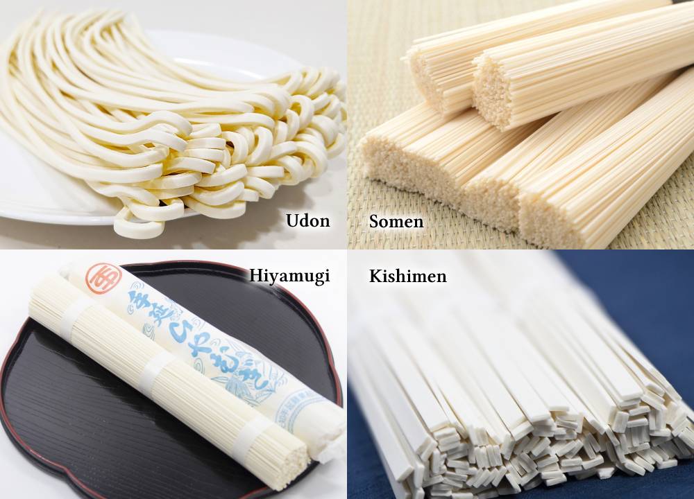 The appearance of udon, somen, hiyamugi, and kishimen